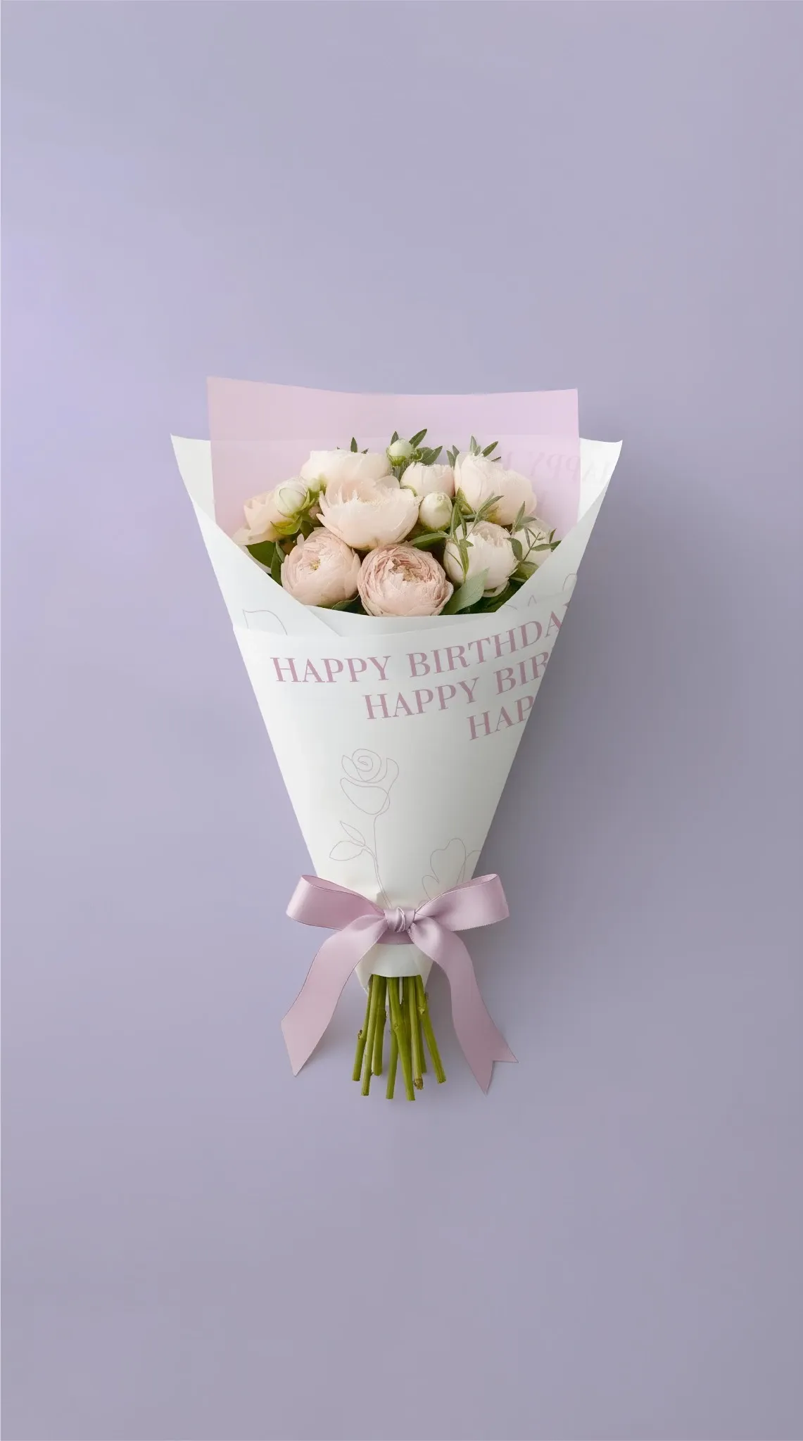 Оберточная бумага «Happy Birthday - Цветочная эстетика»