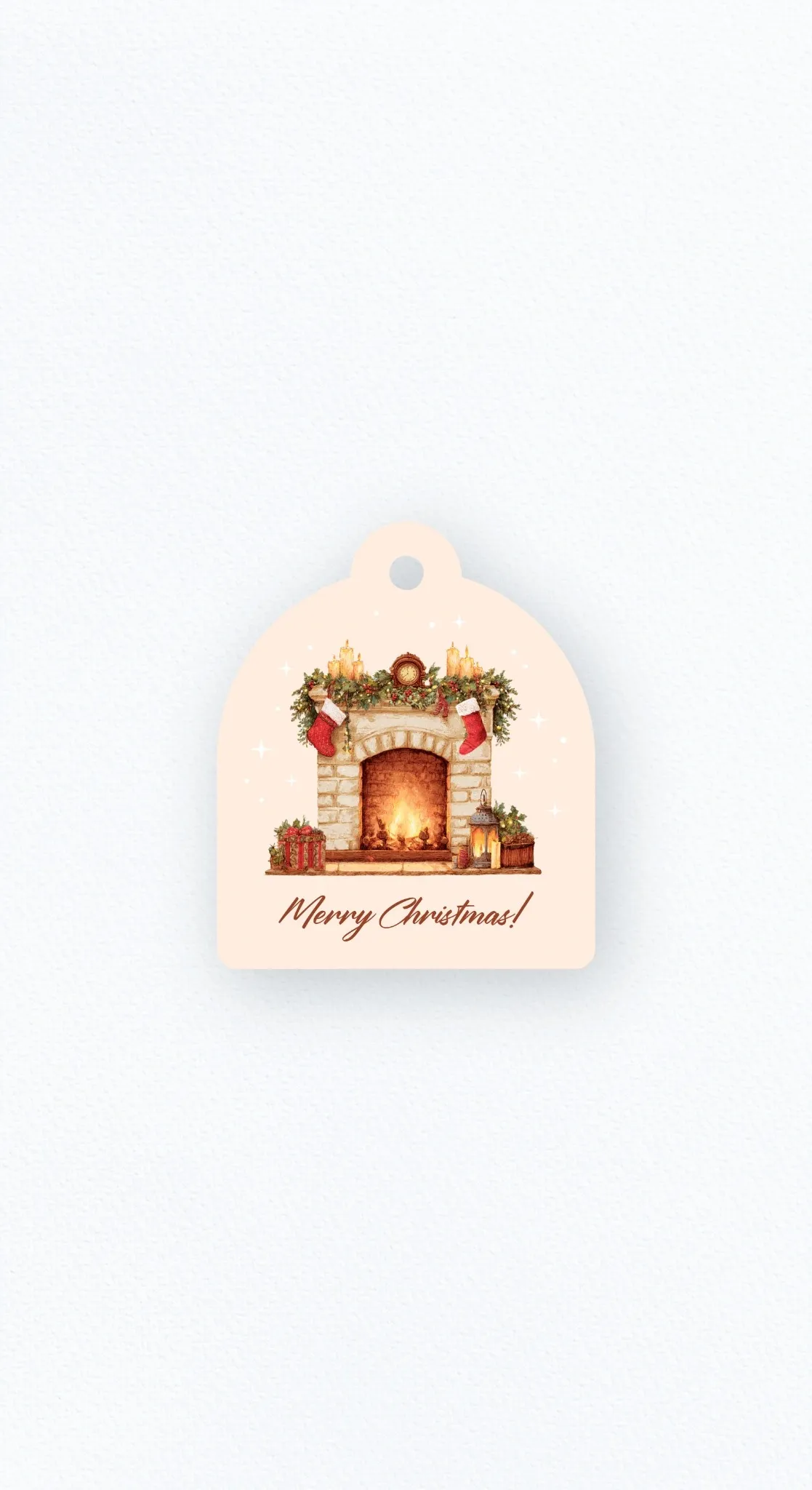 Бирка «Merry Christmas!» с рождественским камином
