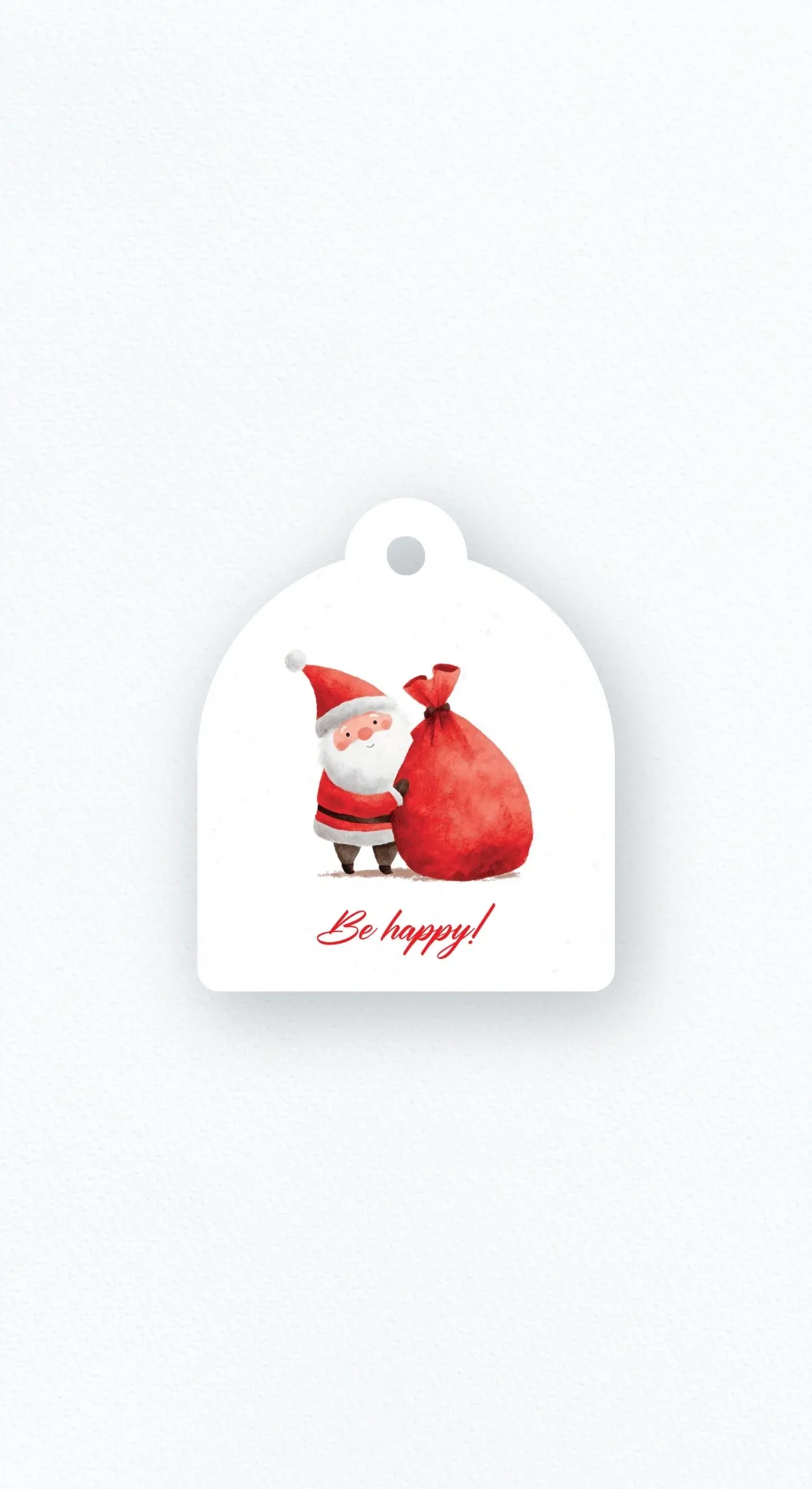 Новогодняя бирка «Be Happy!» с Санта-Клаусом